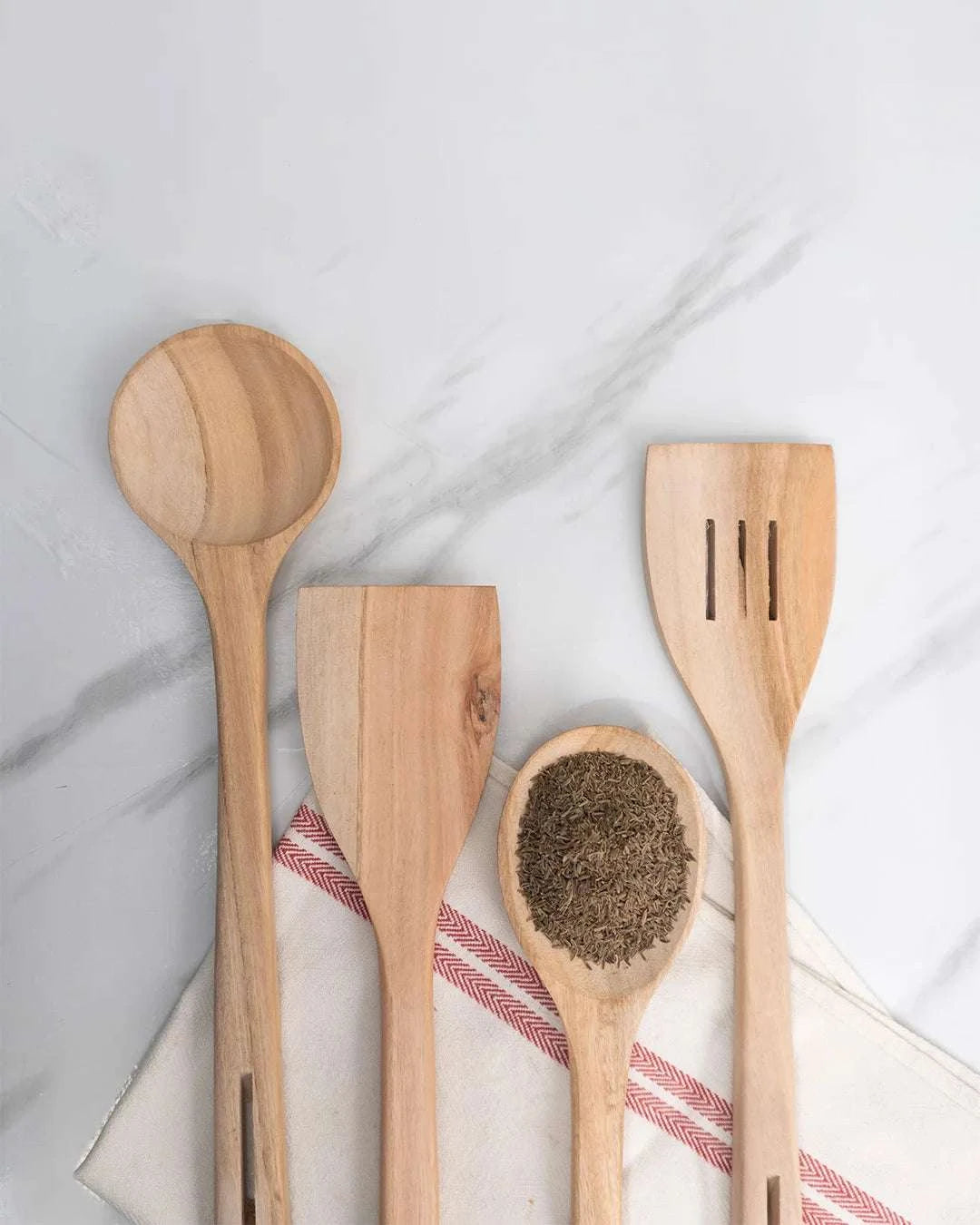 4-Piece Natural Wooden Kitchen Spoon Set - Image 2