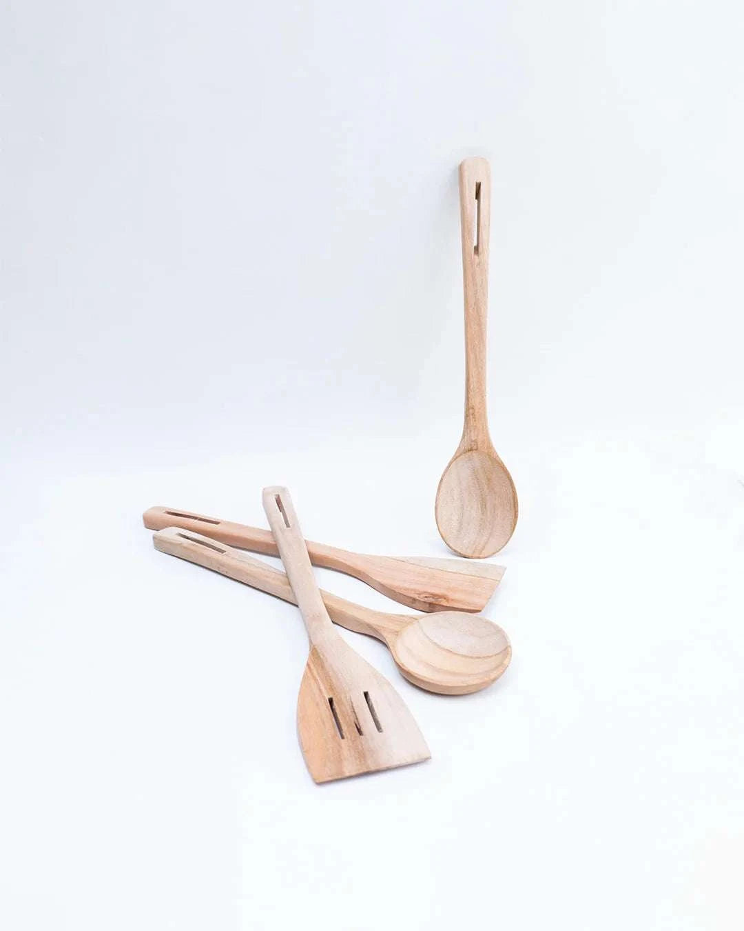 4-Piece Natural Wooden Kitchen Spoon Set - Image 4