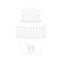 Outline of a water dispenser with a spout on a white background