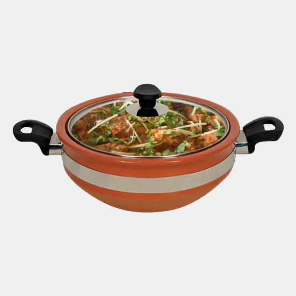 Glazed clay karahi cooking food