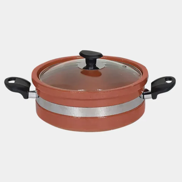 Flat glazed clay karahi sides
