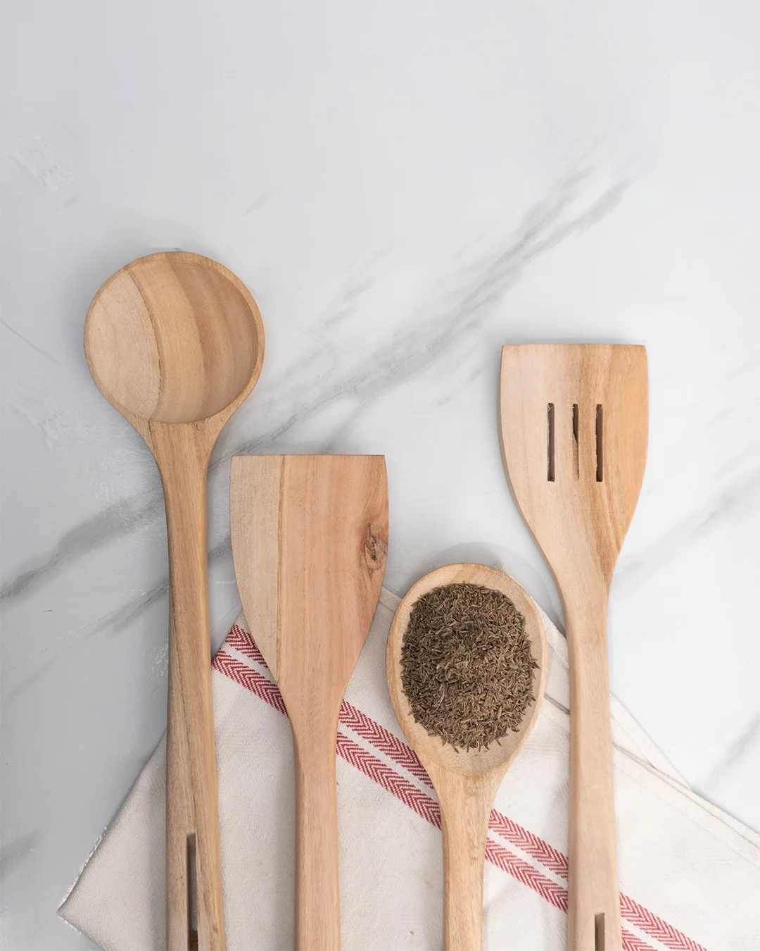 4-Piece Natural Wooden Kitchen Spoon Set