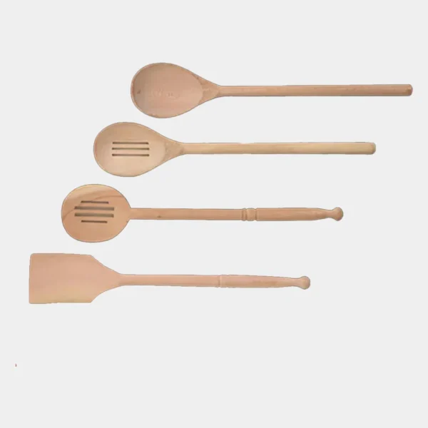 4-Piece Natural Wooden Kitchen Spoon Set
