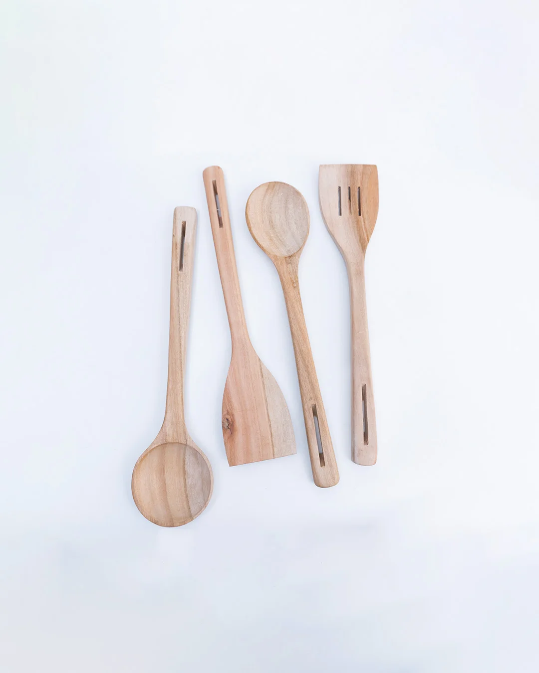 4-Piece Natural Wooden Kitchen Spoon Set