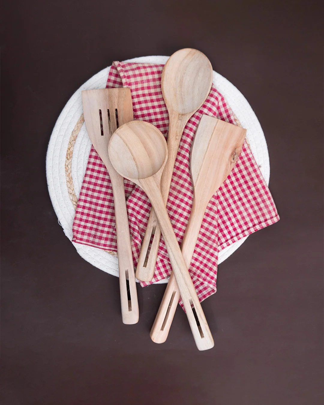 4-Piece Natural Wooden Kitchen Spoon Set