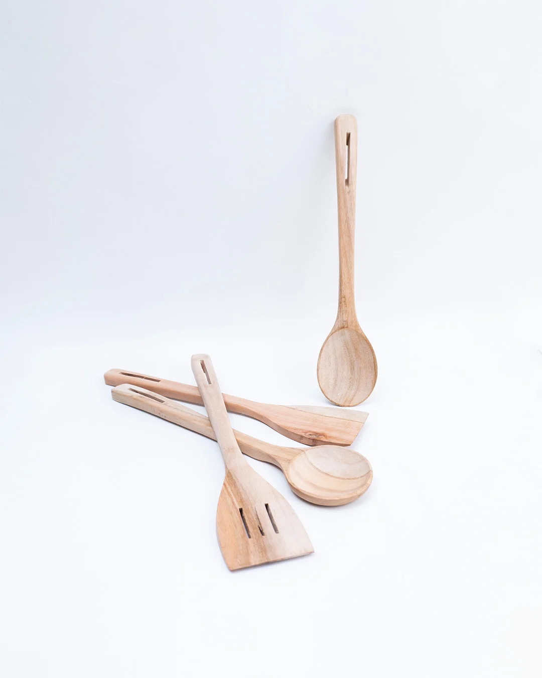 4-Piece Natural Wooden Kitchen Spoon Set